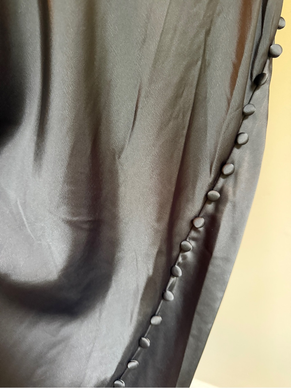 NWT Satin Slip Dress with Side Button Detail - Black - Picture 3 of 9